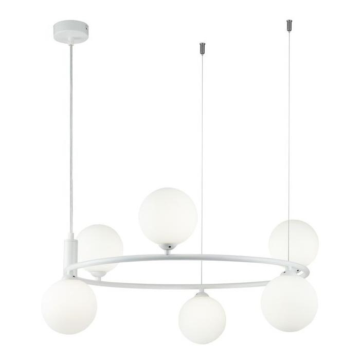 Maytoni MOD013PL-06W - Ljuskrona med textilsladd RING 6xG9/25W/230V vit