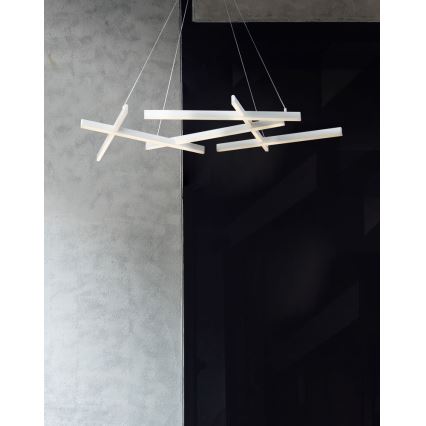 Maytoni MOD016PL-L75W - LED ljuskrona med textilsladd LINE LED/79W/230V vit