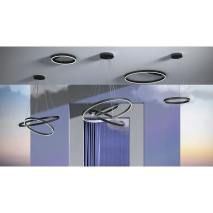 Maytoni MOD058PL-L22B3K - LED ljuskrona med textilsladd RIM LED/25W/230V 3000K diameter 40 cm svart