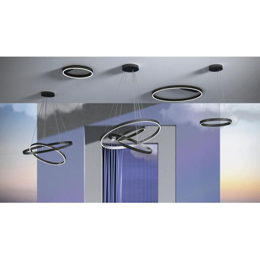 Maytoni MOD058PL-L22B3K - LED ljuskrona med textilsladd RIM LED/25W/230V 3000K diameter 40 cm svart