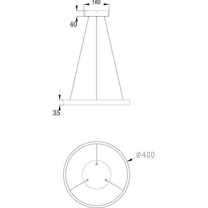 Maytoni MOD058PL-L22B3K - LED ljuskrona med textilsladd RIM LED/25W/230V 3000K diameter 40 cm svart