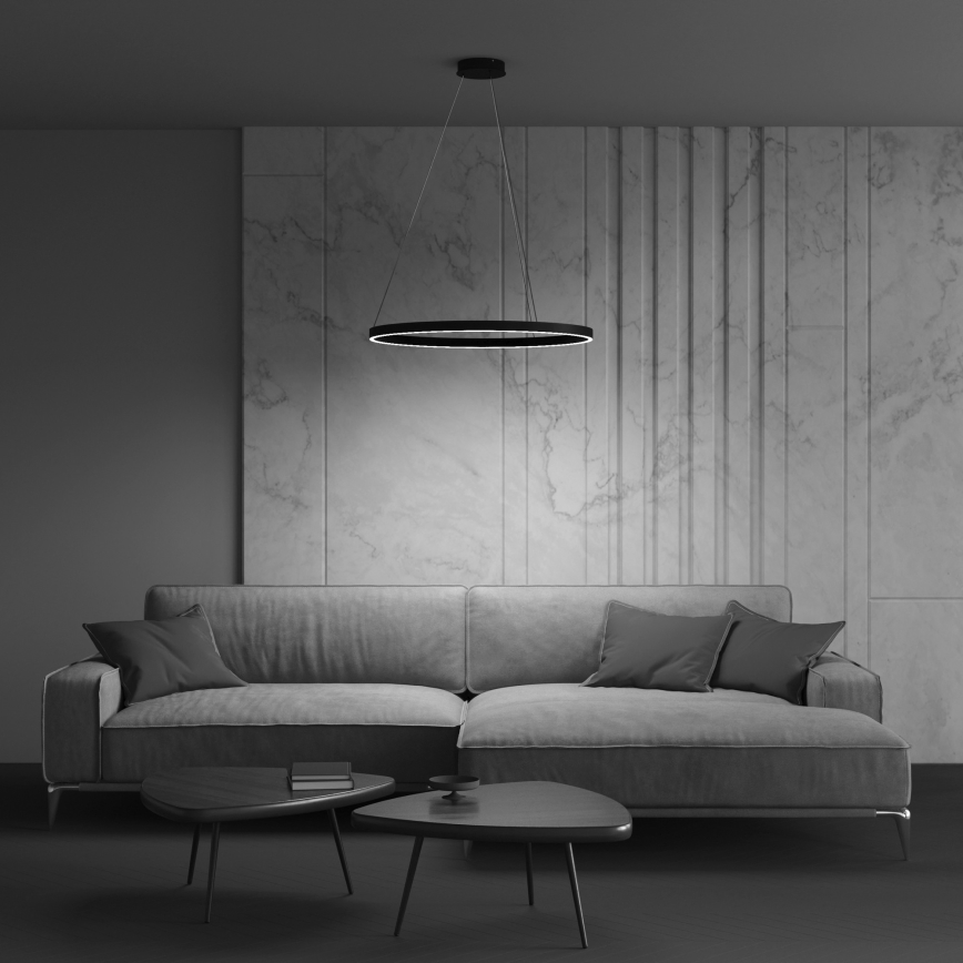 Maytoni MOD058PL-L32B3K - LED ljuskrona med textilsladd RIM LED/37W/230V 3000K diameter 60 cm svart