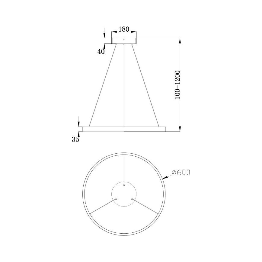 Maytoni MOD058PL-L32B3K - LED ljuskrona med textilsladd RIM LED/37W/230V 3000K diameter 60 cm svart