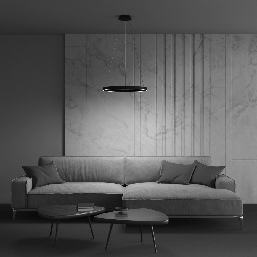 MOD058PL-L32B4K - LED ljuskrona med textilsladd RIM LED/37W/230V 4000K diameter 60 cm svart