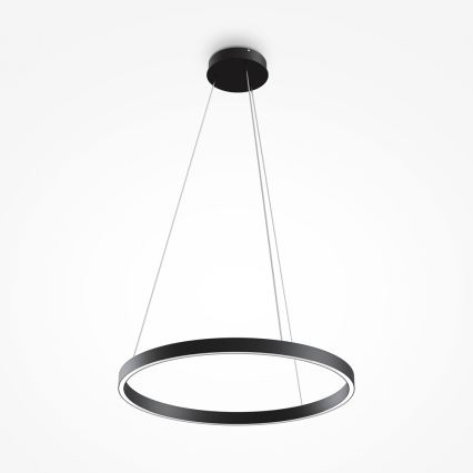 MOD058PL-L32B4K - LED ljuskrona med textilsladd RIM LED/37W/230V 4000K diameter 60 cm svart