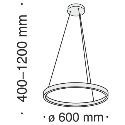 MOD058PL-L32B4K - LED ljuskrona med textilsladd RIM LED/37W/230V 4000K diameter 60 cm svart