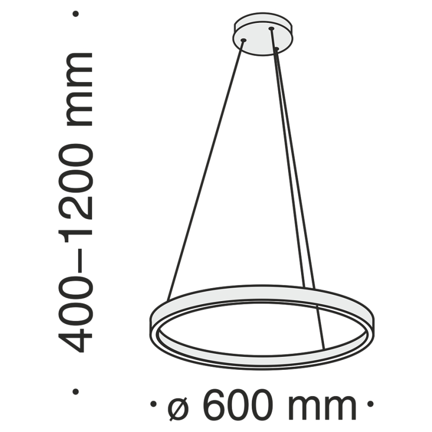 MOD058PL-L32B4K - LED ljuskrona med textilsladd RIM LED/37W/230V 4000K diameter 60 cm svart