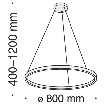 Maytoni MOD058PL-L42B4K - LED ljuskrona med textilsladd RIM LED/51W/230V 4000K diameter 80 cm svart