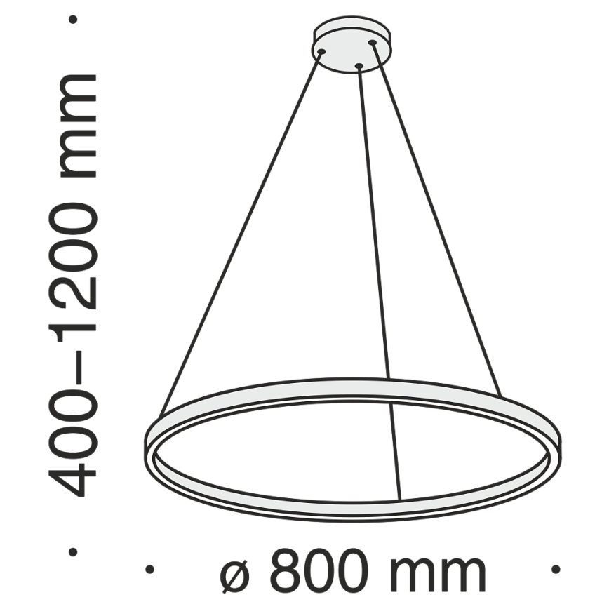Maytoni MOD058PL-L42B4K - LED ljuskrona med textilsladd RIM LED/51W/230V 4000K diameter 80 cm svart