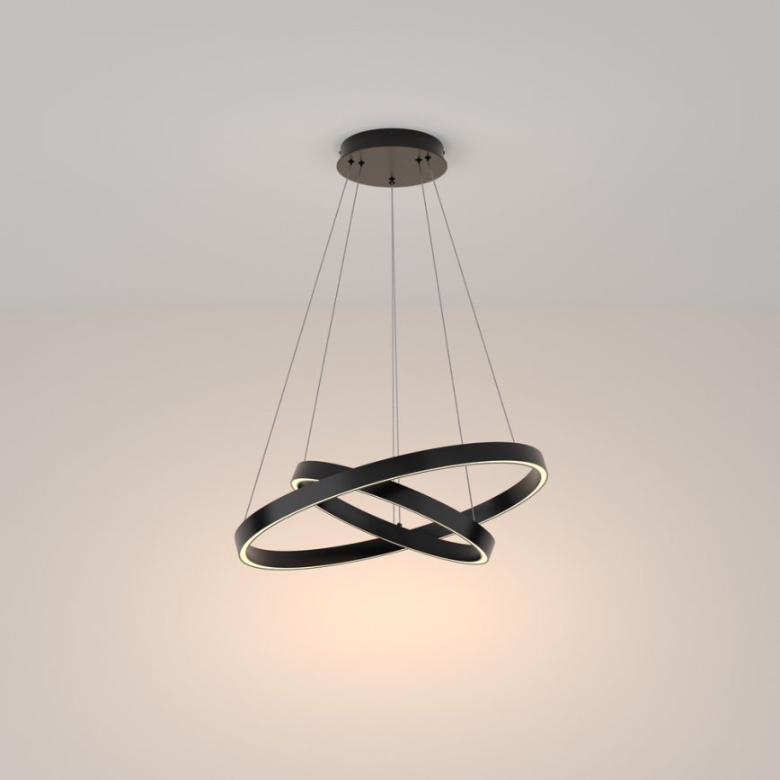 Maytoni MOD058PL-L55B3K - LED ljuskrona med textilsladd RIM LED/61W/230V 3000K diameter 60 cm svart