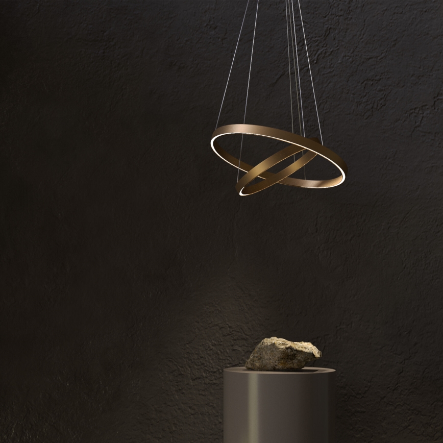 Maytoni MOD058PL-L55BS3K - LED ljuskrona med textilsladd RIM LED/61W/230V 3000K diameter 60 cm guld