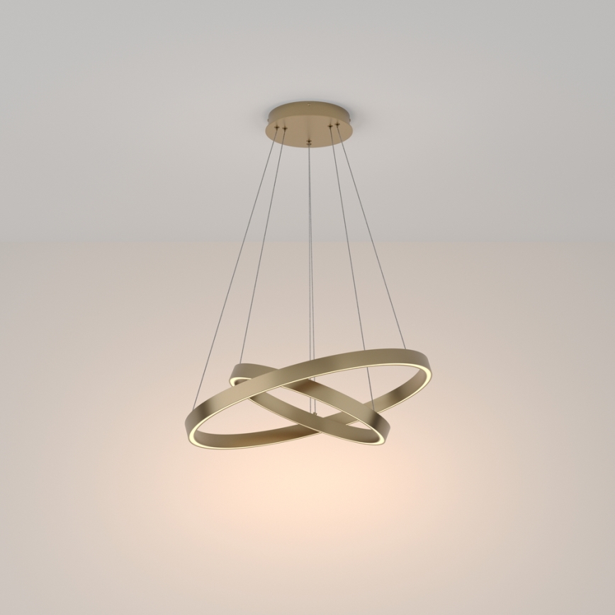 Maytoni MOD058PL-L55BS3K - LED ljuskrona med textilsladd RIM LED/61W/230V 3000K diameter 60 cm guld