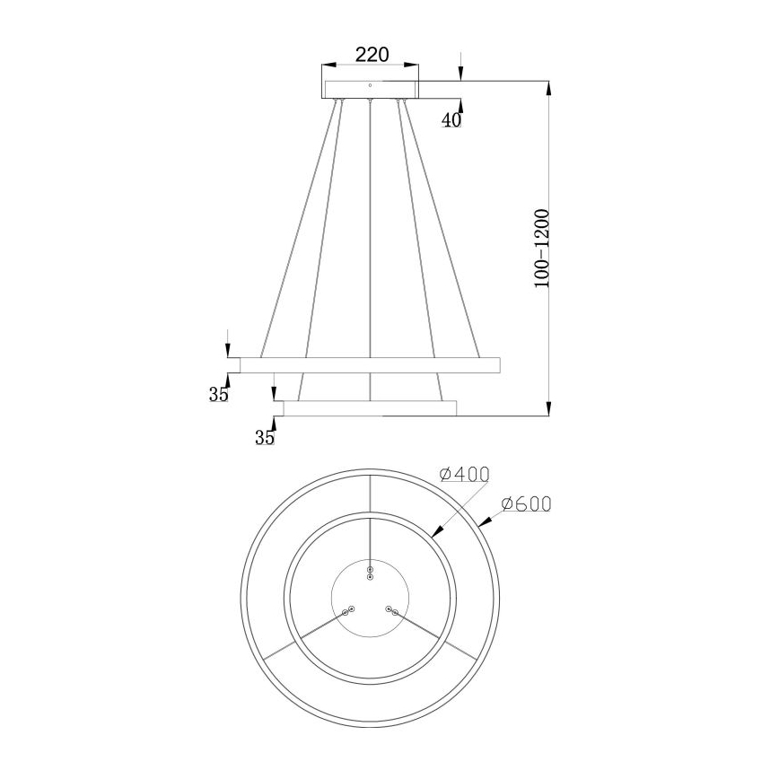 Maytoni MOD058PL-L55BS3K - LED ljuskrona med textilsladd RIM LED/61W/230V 3000K diameter 60 cm guld