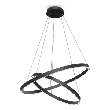 Maytoni MOD058PL-L74B3K - LED ljuskrona med textilsladd RIM LED/88W/230V 3000K diameter 80 cm svart