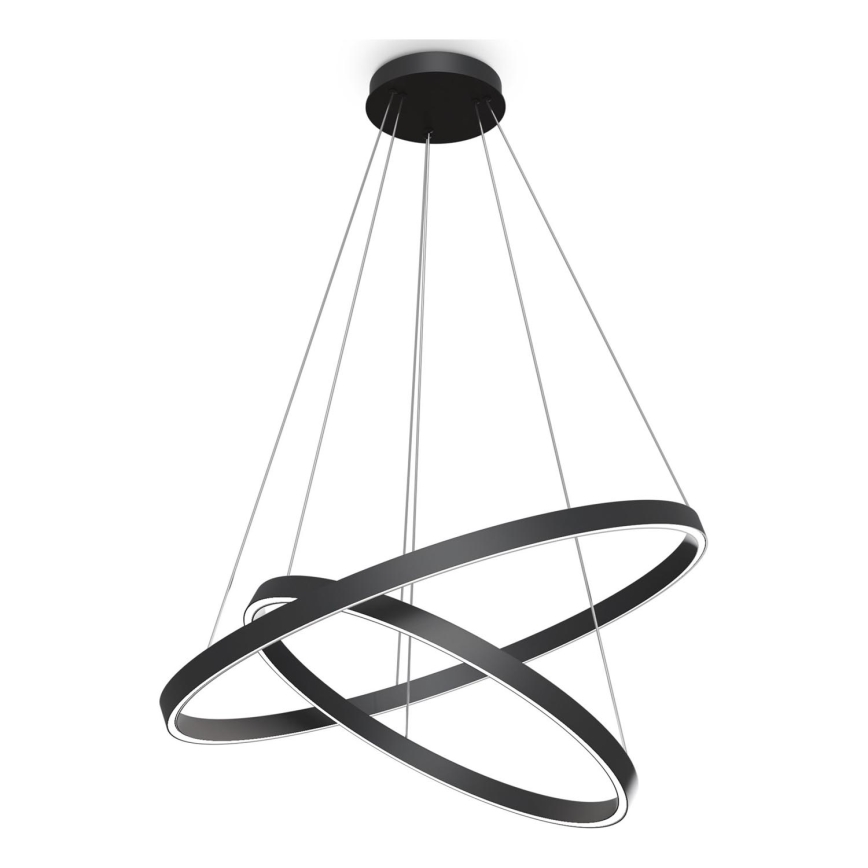 Maytoni MOD058PL-L74B3K - LED ljuskrona med textilsladd RIM LED/88W/230V 3000K diameter 80 cm svart