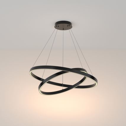 Maytoni MOD058PL-L74B3K - LED ljuskrona med textilsladd RIM LED/88W/230V 3000K diameter 80 cm svart