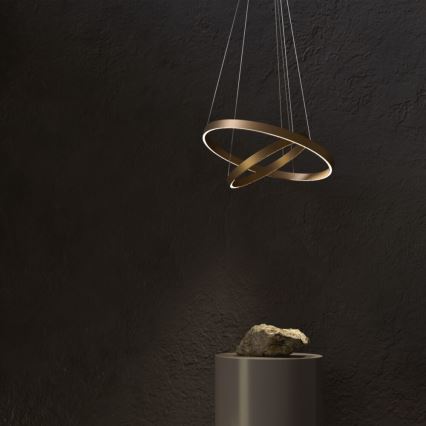 Maytoni MOD058PL-L74BS3K - LED ljuskrona med textilsladd RIM LED/88W/230V 3000K diameter 80 cm guld