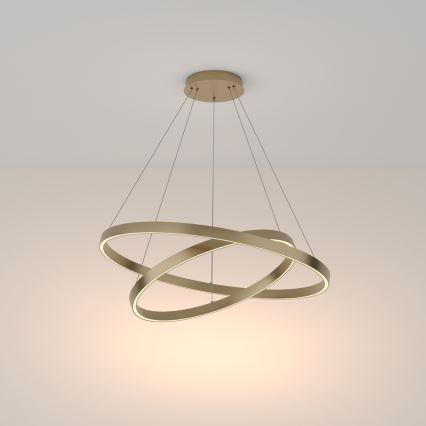 Maytoni MOD058PL-L74BS3K - LED ljuskrona med textilsladd RIM LED/88W/230V 3000K diameter 80 cm guld