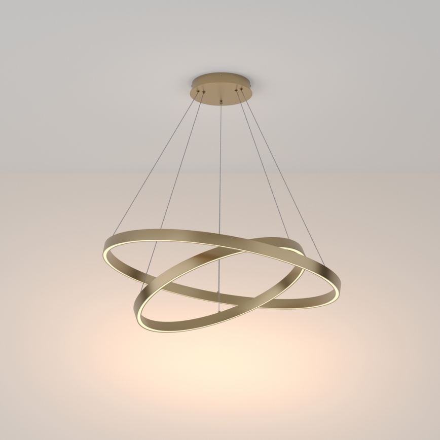 Maytoni MOD058PL-L74BS3K - LED ljuskrona med textilsladd RIM LED/88W/230V 3000K diameter 80 cm guld