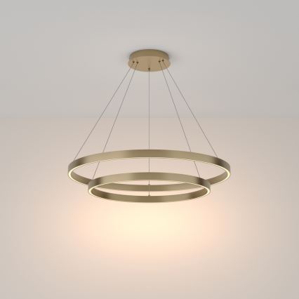 Maytoni MOD058PL-L74BS3K - LED ljuskrona med textilsladd RIM LED/88W/230V 3000K diameter 80 cm guld