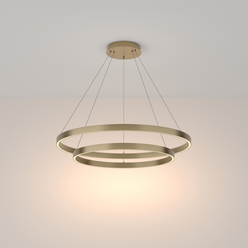 Maytoni MOD058PL-L74BS3K - LED ljuskrona med textilsladd RIM LED/88W/230V 3000K diameter 80 cm guld