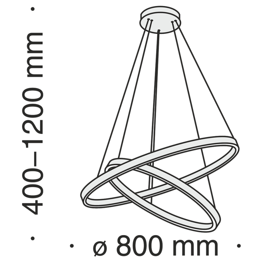 Maytoni MOD058PL-L74BS3K - LED ljuskrona med textilsladd RIM LED/88W/230V 3000K diameter 80 cm guld