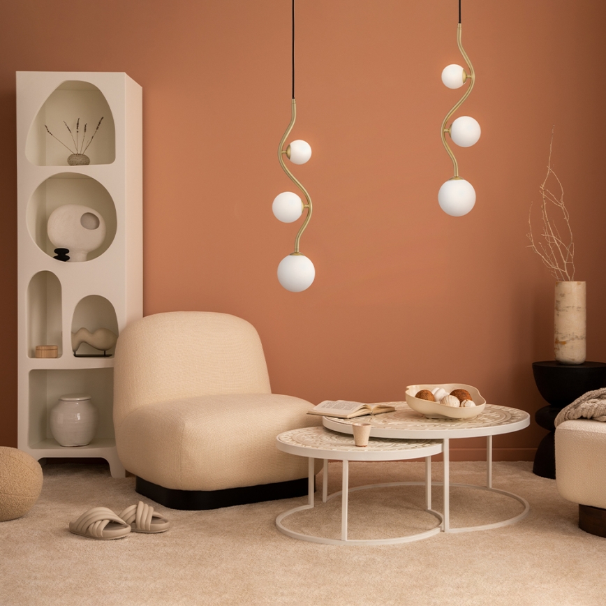 Maytoni MOD059PL-03G - Ljuskrona med textilsladd UVA 3xG9/28W/230V