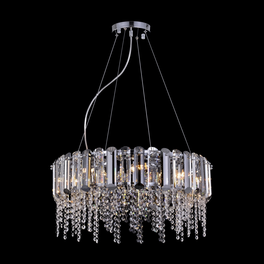 Maytoni MOD097PL-08CH - Ljuskrona med textilsladd HAIL 8xE14/40W/230V diameter 60,5 cm skinande krom