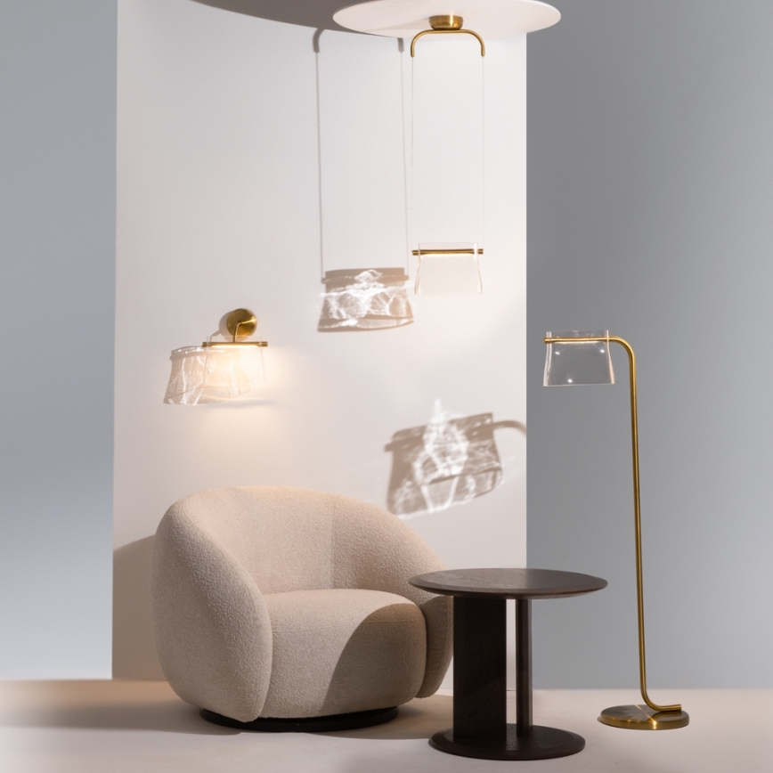 Maytoni MOD170PL-L8BS3K - LED ljuskrona med textilsladd CABARET LED/8W/230V guld