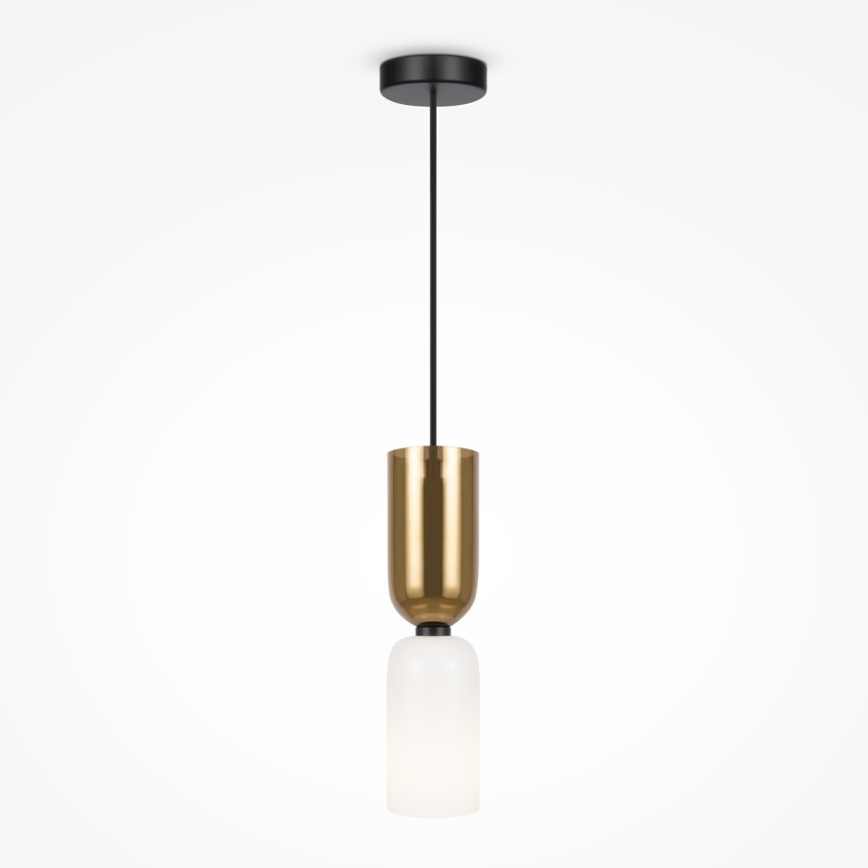 Maytoni MOD177PL-01G - Ljuskrona med textilsladd MEMORY 1xE14/40W/230V guld/vit