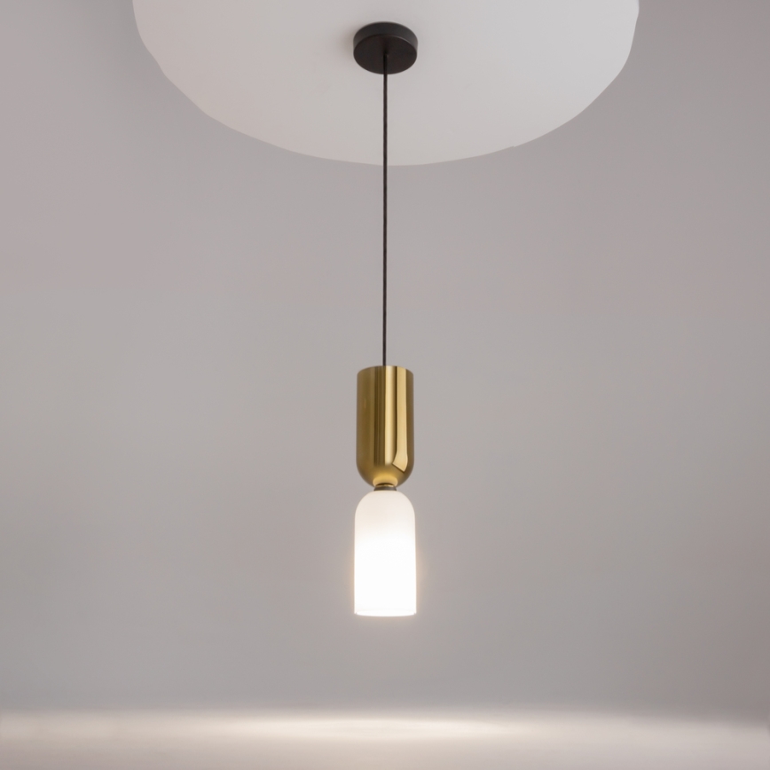 Maytoni MOD177PL-01G - Ljuskrona med textilsladd MEMORY 1xE14/40W/230V guld/vit