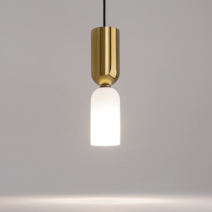 Maytoni MOD177PL-01G - Ljuskrona med textilsladd MEMORY 1xE14/40W/230V guld/vit