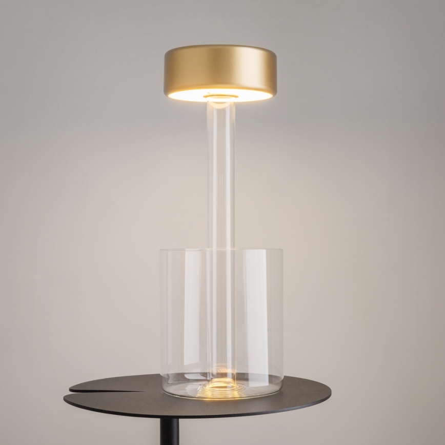 Maytoni MOD229TL-L3G3K1 - LED Ljusreglerad uppladdningsbar bärbar bordslampa LED/3W/5V 2200-4000K guld/genomskinlig