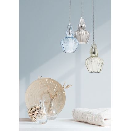 Maytoni MOD238-PL-01-BL - Ljuskrona med textilsladd EUSTOMA 1xE14/40W/230V blå