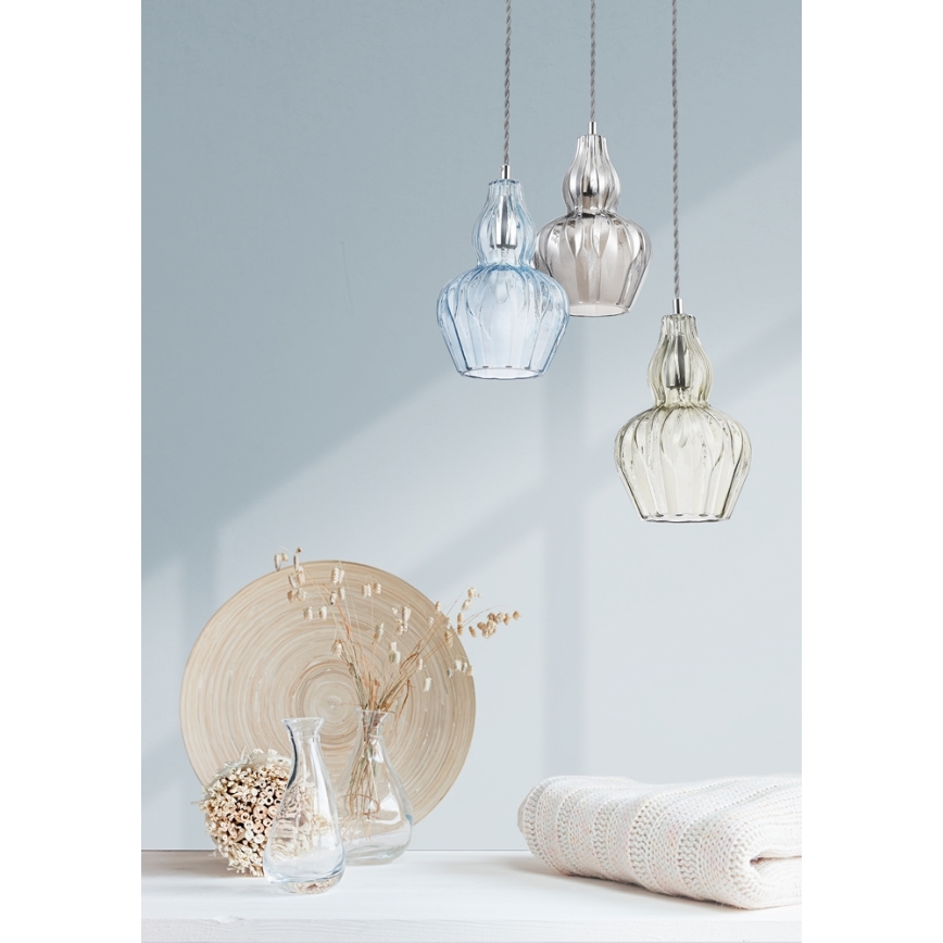 Maytoni MOD238-PL-01-BL - Ljuskrona med textilsladd EUSTOMA 1xE14/40W/230V blå