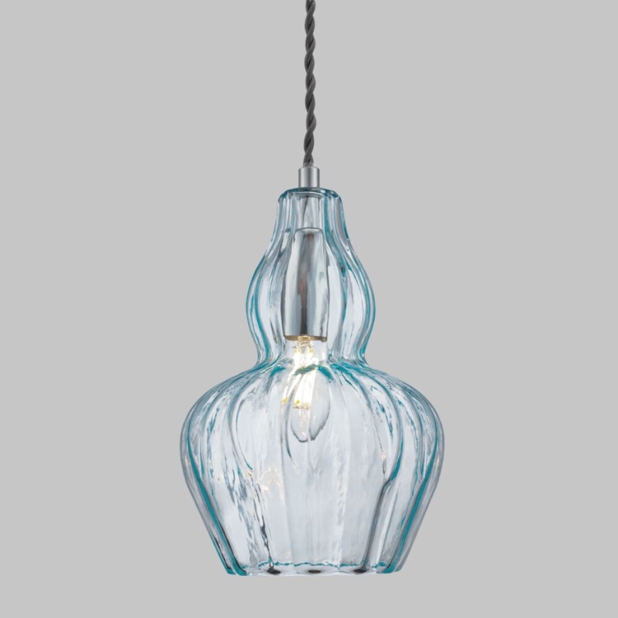 Maytoni MOD238-PL-01-BL - Ljuskrona med textilsladd EUSTOMA 1xE14/40W/230V blå