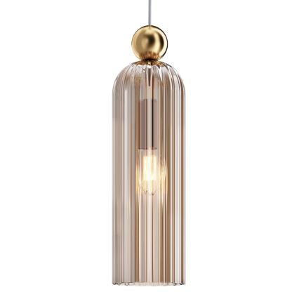 Maytoni MOD302PL-01CG - Ljuskrona med textilsladd ANTIC 1xE14/40W/230V guld/beige