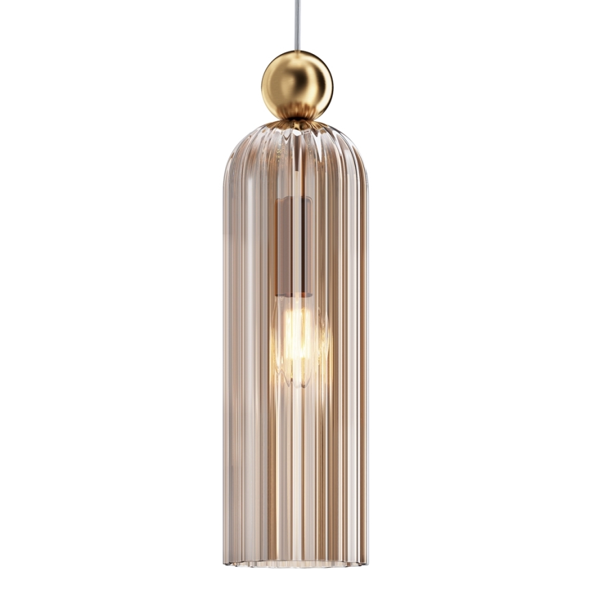 Maytoni MOD302PL-01CG - Ljuskrona med textilsladd ANTIC 1xE14/40W/230V guld/beige