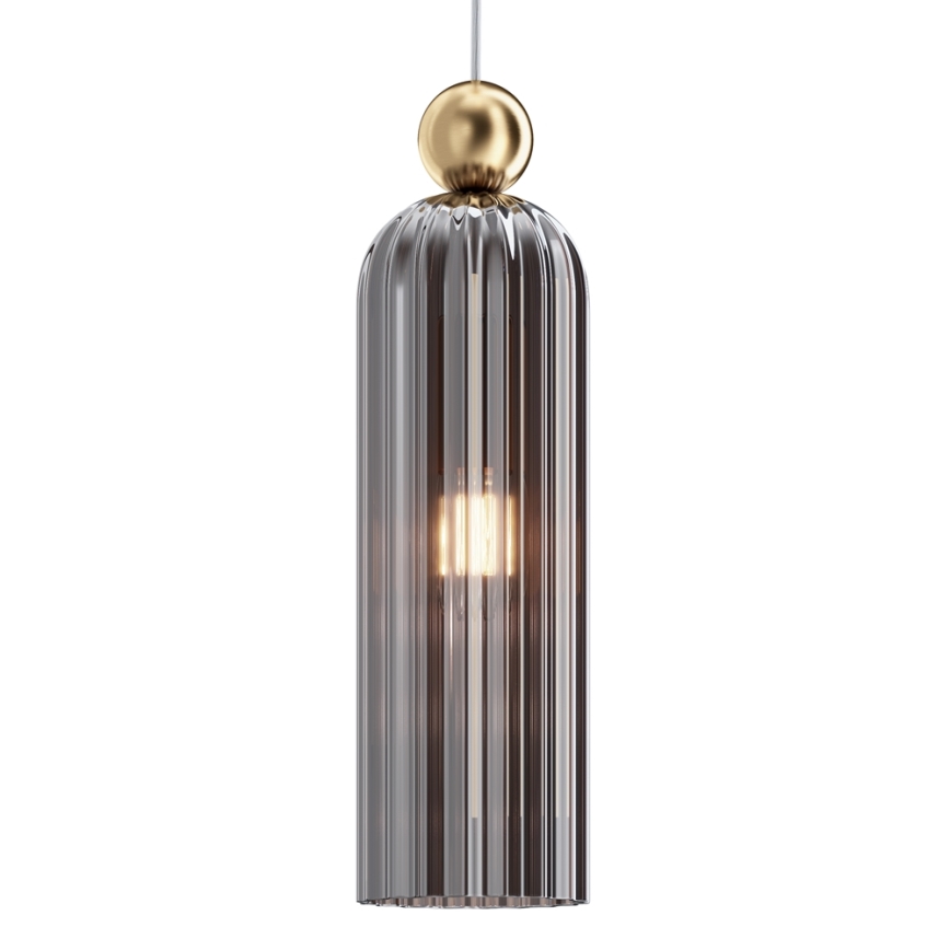 Maytoni MOD302PL-01GR - Ljuskrona med textilsladd ANTIC 1xE14/40W/230V guld/grå