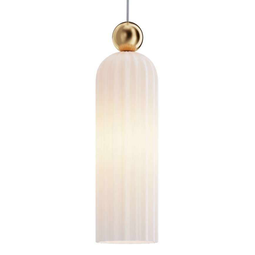Maytoni MOD302PL-01W - Ljuskrona med textilsladd ANTIC 1xE14/40W/230V guld/vit