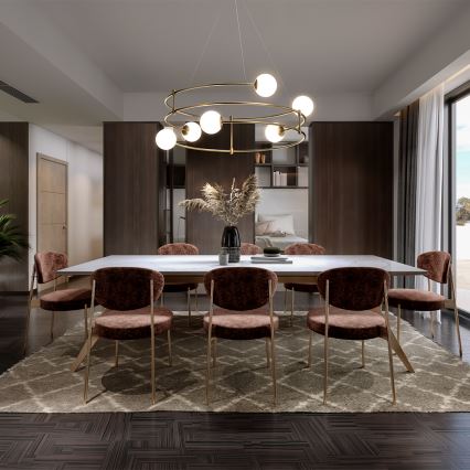 Maytoni MOD317PL-06G - Ljuskrona med textilsladd BALANCE 6xG9/40W/230V koppar