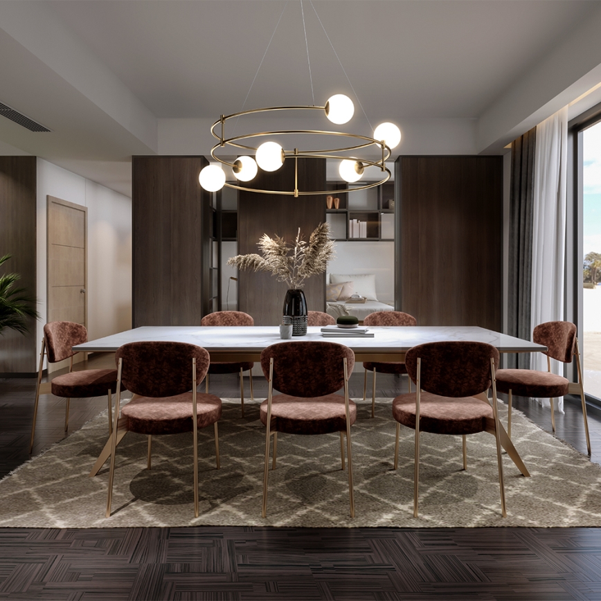 Maytoni MOD317PL-06G - Ljuskrona med textilsladd BALANCE 6xG9/40W/230V koppar