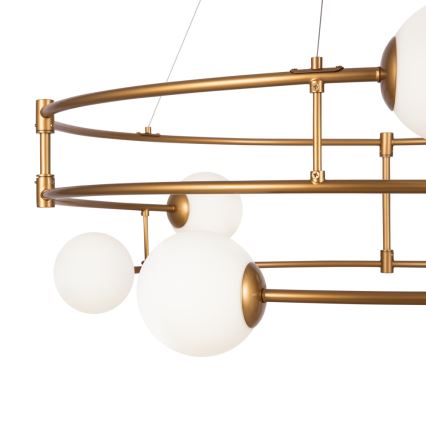 Maytoni MOD317PL-06G - Ljuskrona med textilsladd BALANCE 6xG9/40W/230V koppar