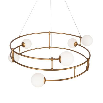 Maytoni MOD317PL-06G - Ljuskrona med textilsladd BALANCE 6xG9/40W/230V koppar