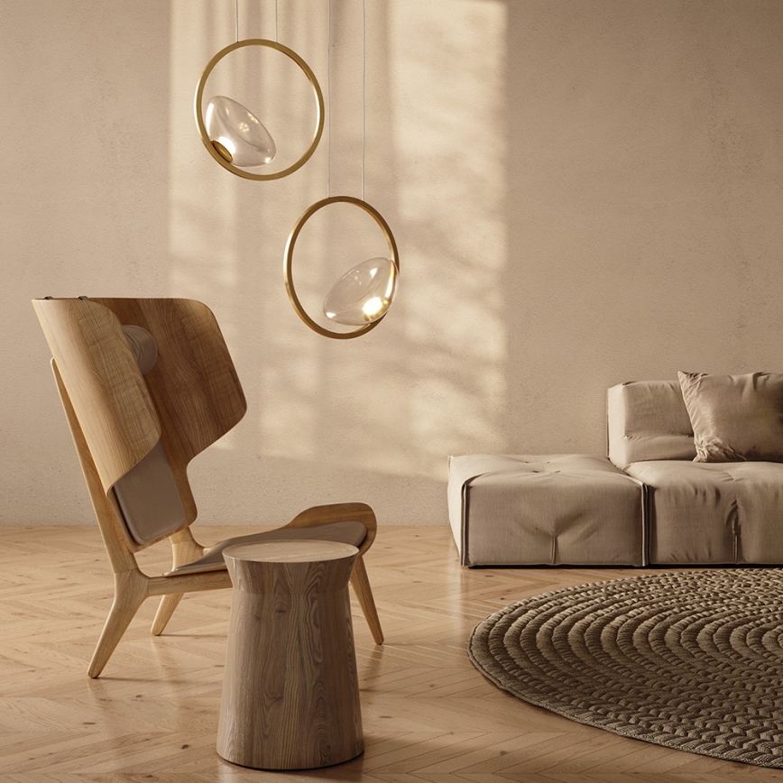 Maytoni MOD327PL-L5BS3K - LED ljuskrona med textilsladd LUNARE LED/5W/230V guld