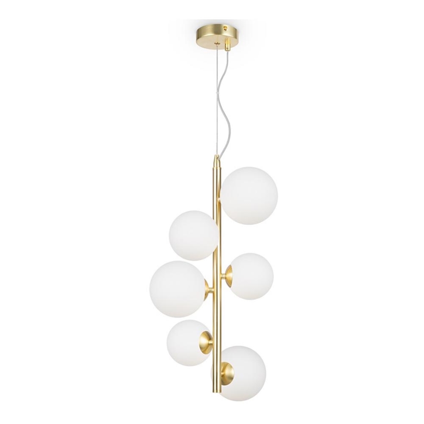 Maytoni MOD545PL-06BS - Ljuskrona med textilsladd DALLAS 6xG9/28W/230V guld