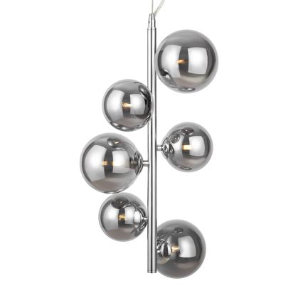 Maytoni MOD545PL-06CH - Ljuskrona med textilsladd DALLAS 6xG9/28W/230V skinande krom