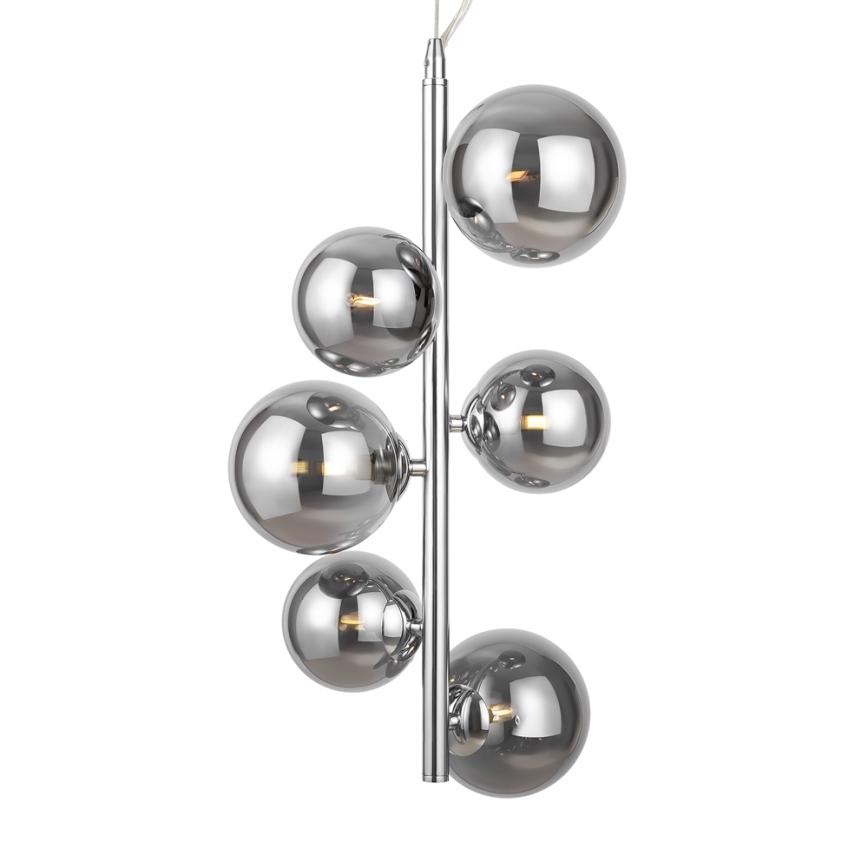Maytoni MOD545PL-06CH - Ljuskrona med textilsladd DALLAS 6xG9/28W/230V skinande krom