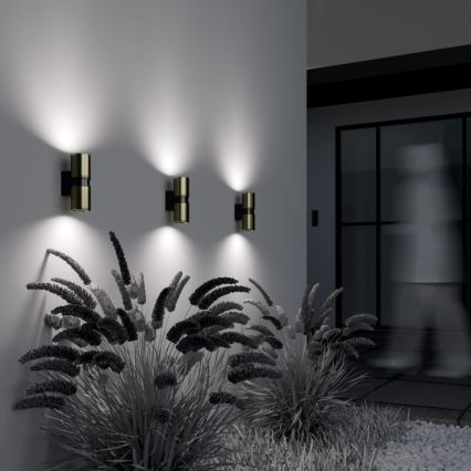 Maytoni O582WL-02BS - Vägglampa för utomhusbruk BOWERY 2xGU10/50W/230V IP54 mässing