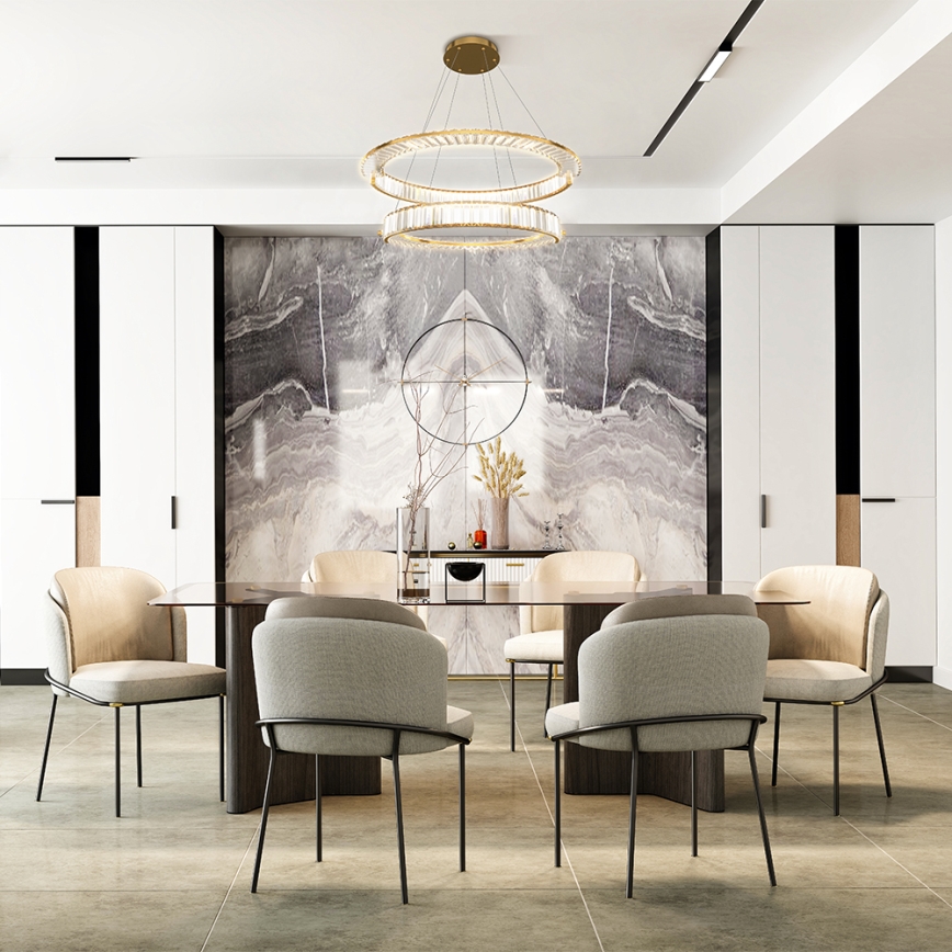 Maytoni P097PL-L90G4K - LED ljuskrona med textilsladd KRONE LED/90W/230V CRI 90 diameter 80,5 cm guld